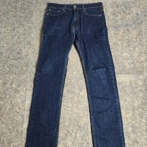 Levis 513 Jeans Men 32x31 Blue Dark Wash Slim Straight Denim Embroidered Skater